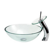 Clear Tempered Glass Sink and Chrome Water GD05F22Tfall Faucet